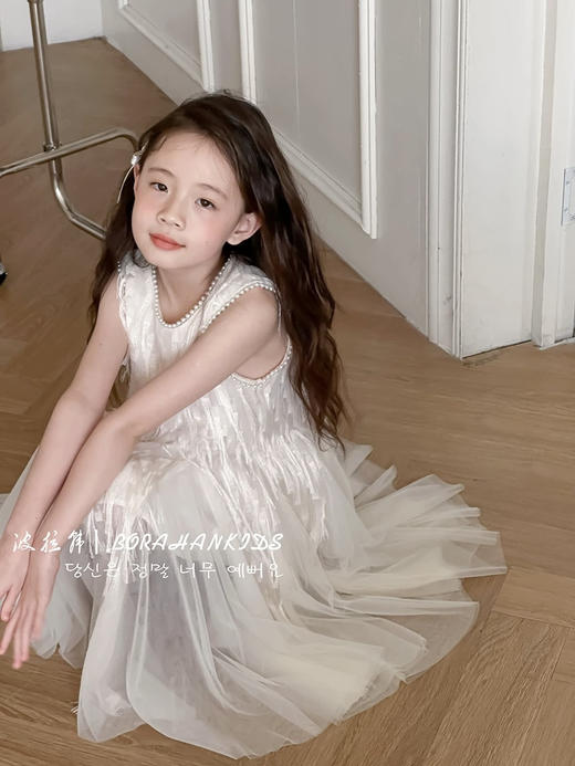 📣六一战袍‼️人间白天鹅，超仙的珍珠❤️【月光白 流苏公主裙】这条真的美~👉上身妥妥的财阀小千金⚠️110-170码 ✅上半部分流苏，走动起来流光溢彩，伴随着蹦蹦跳跳而舞动 商品图3