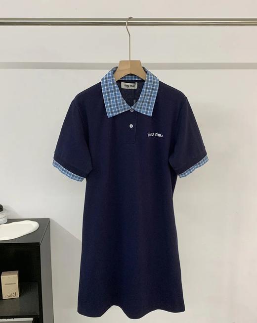 miumi*|缪 明星同款25ss 蓝色格纹polo连衣裙 商品图4