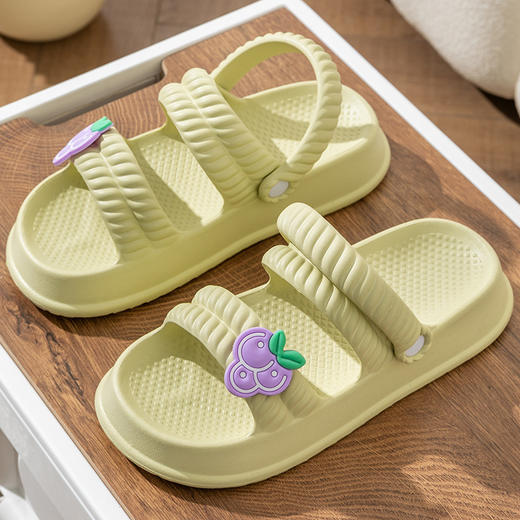 【炒鸡好看！拖鞋/凉鞋两穿设计】女夏季新款厚底时尚百搭室内外两穿软底防滑踩屎感拖鞋女。ry 商品图6