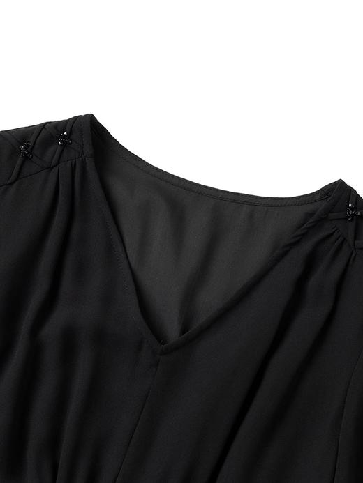 全新升级【铂金会员275/天猫369/差价94】(12509)洛诗琳连衣裙夏女2025新款女装纯色高级漂亮中长款法式黑色裙子 商品图3