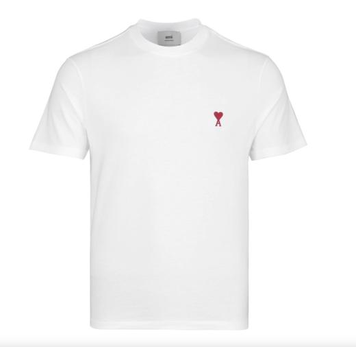 AMI 男女通款 质感舒适 针织红心刺绣logo全棉短袖T恤 12373 商品图6