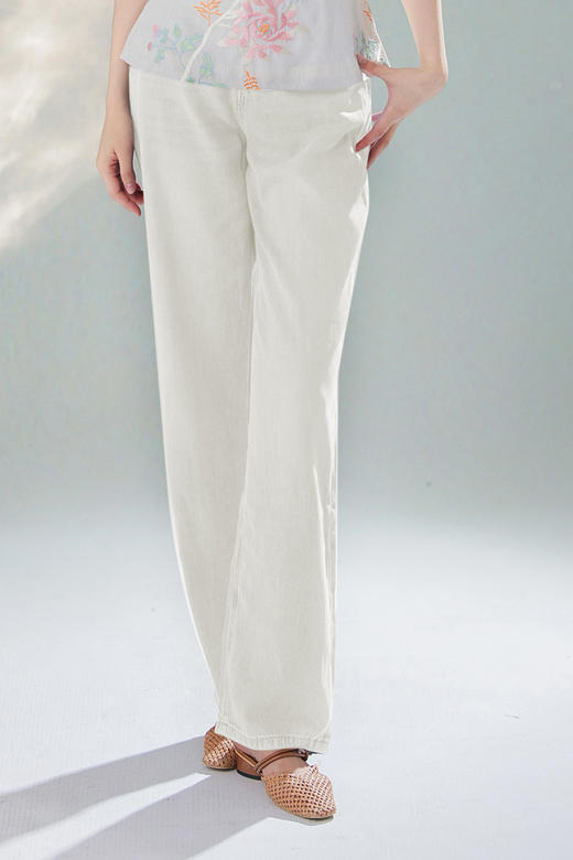逸红颜明月优选#真丝汉麻显瘦直筒牛仔裤​「冰淇淋」丝麻共生·夏日降温，清新细腻垂坠感 商品图6