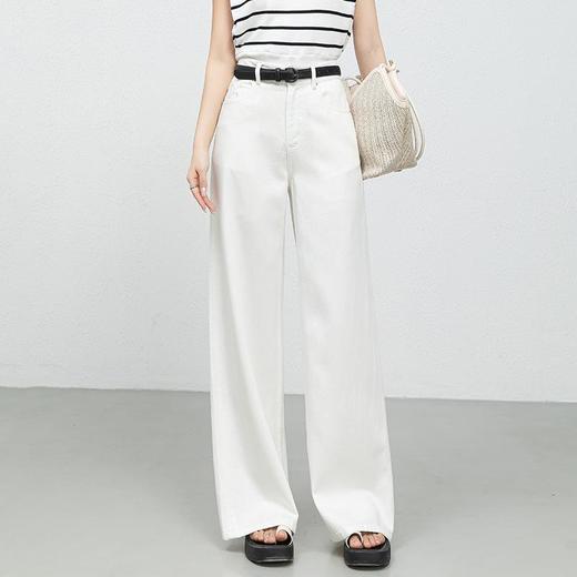 「高货rg」全新升级【铂金会员165/天猫219/差价54】(05413)洛诗琳白色中高腰阔腿牛仔裤2025夏新款天丝棉显瘦阔腿裤 商品图0