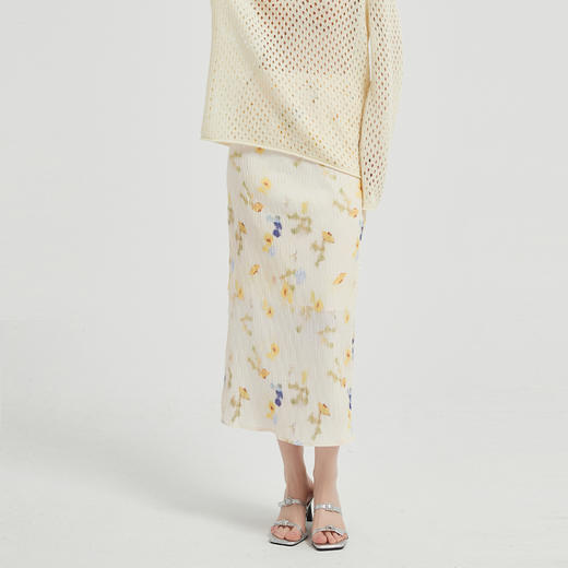 【2件9折】【Petit Bari】(多色) 压褶纹理油画氛围H型半身裙 商品图2