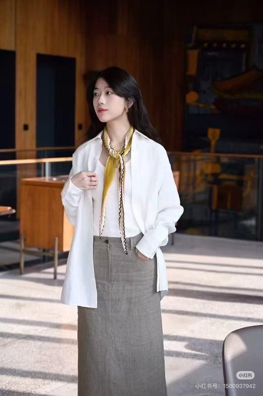 517-3 小禾 宽松落肩袖亚麻衬衫 胖瓜穿M 商品图3