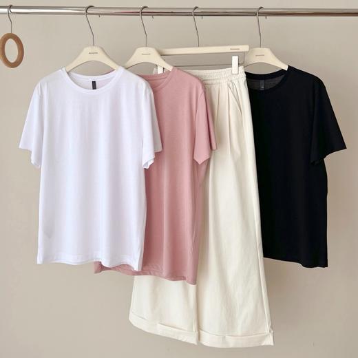 老米优品🎈 3-5天！品质nice，无拘束的体验感！《情侣款💏简约丝光棉纯色宽松tee 》垂感，丝滑，凉爽，不挑人 ！T250516B 商品图3
