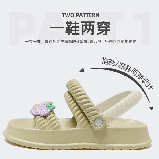 【炒鸡好看！拖鞋/凉鞋两穿设计】女夏季新款厚底时尚百搭室内外两穿软底防滑踩屎感拖鞋女。ry 商品图2