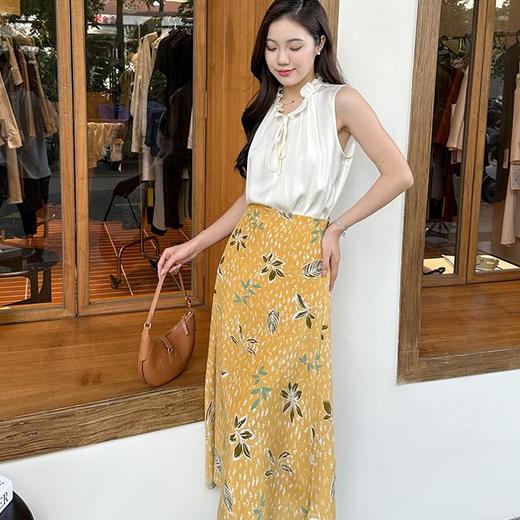 「K」洛诗琳气质印花半身裙2025夏季新款高腰显瘦真丝半裙女0901 商品图3