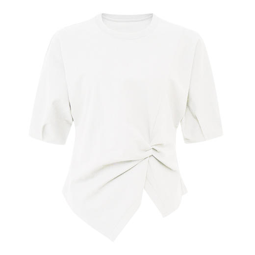 【2件9折】【Petit Bari】(多色)不对称解构设计扭结短袖上衣 商品图2