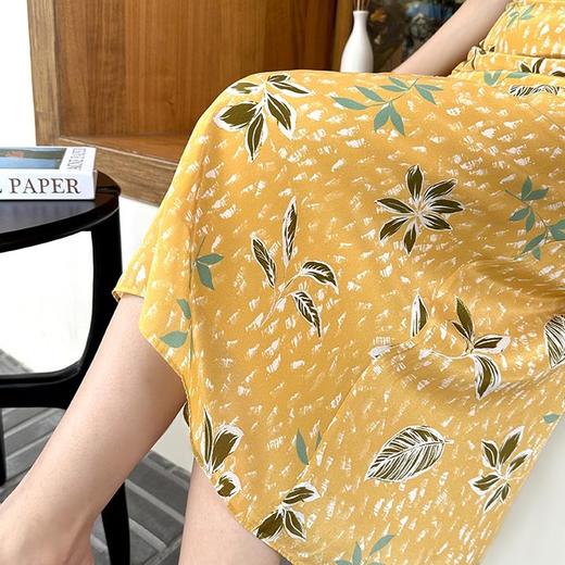 「K」洛诗琳气质印花半身裙2025夏季新款高腰显瘦真丝半裙女0901 商品图2