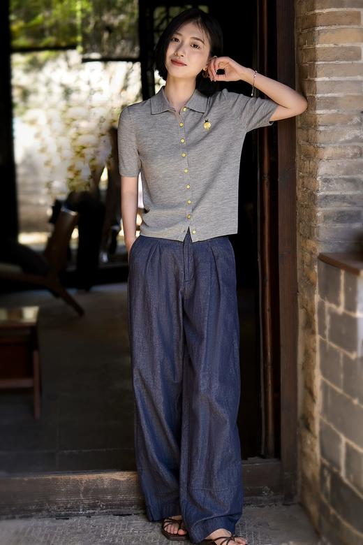 小虫刺绣钉珠桑蚕丝天丝混纺针织上衣开衫 商品图4