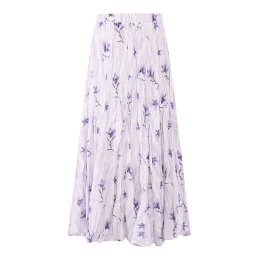 【2件9折】【Petit Bari】(多色)不规则褶皱印花A字半身裙长裙 商品图1