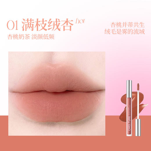 稚优泉（CHIOTURE）丝绒唇釉哑光唇釉轻霜哑雾感唇颊多用显白口红 商品图4