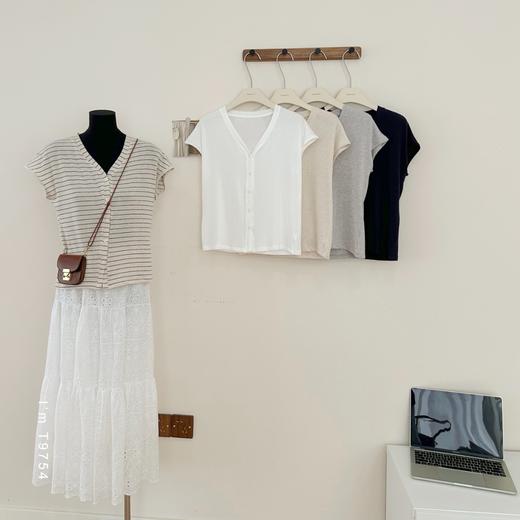 老米优品🎈 3-5天！超值！天丝+亚麻+棉《针织亚麻V领纽扣T》巨凉快，透气，品质款~ T250516A 商品图2