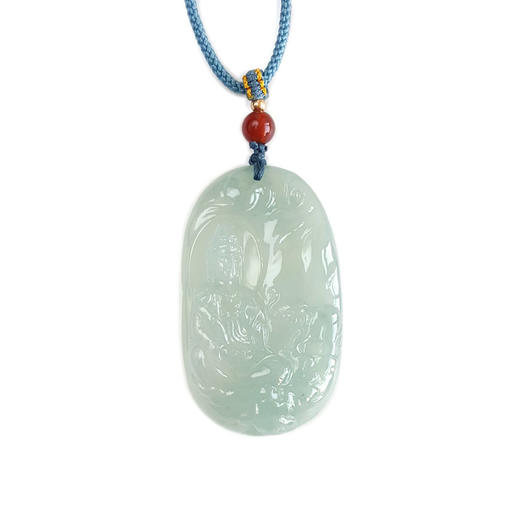 【天然正品】A货翡翠天然无杂裂冰种观音造型翡翠（平安、吉祥）吊坠项链50.0*29.4*8.9MM（皆取最大值）中性款 特价：1880！060525NJM10 商品图0