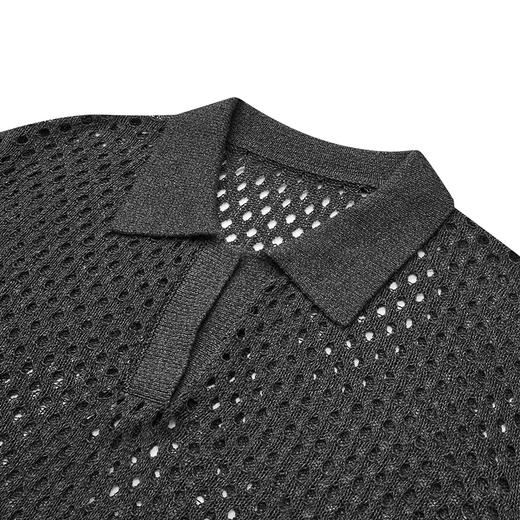 【2件9折】【Petit Bari】(多色)智感POLO领镂空长袖针织罩衫 商品图4