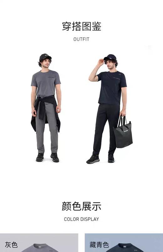 点此购买 海里汉森夏季男士HP防晒速干透气立体版型圆领短袖T恤 LL 318820 商品图8