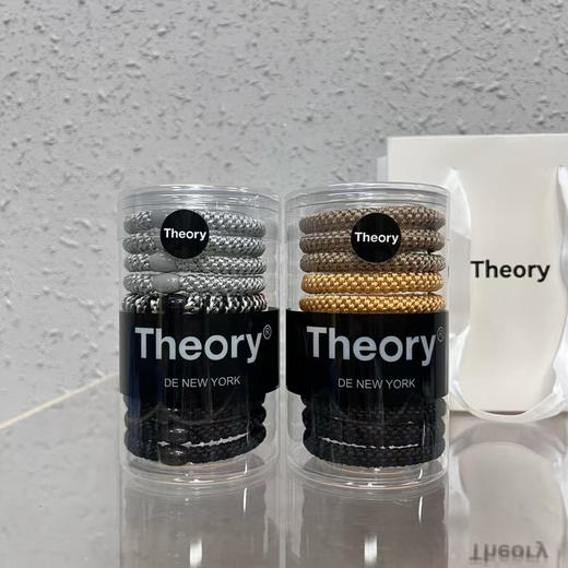 原单正品 Theory新款弹力皮筋发绳头饰高马尾黑色女发圈
颜色：黑灰色 橙棕黑杏
规格：一盒一桶（12条）➕精美手提袋 原价59.99欧 商品图0