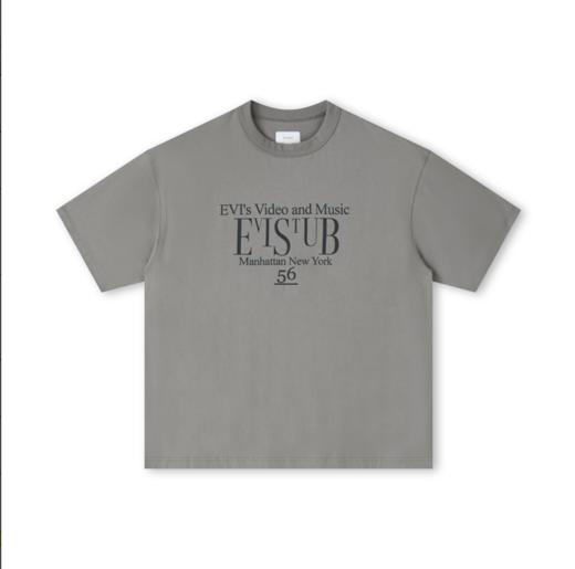 EviStub/E-5XDX623/280G全棉复古水浆字母印花简约基础短袖T恤 商品图3