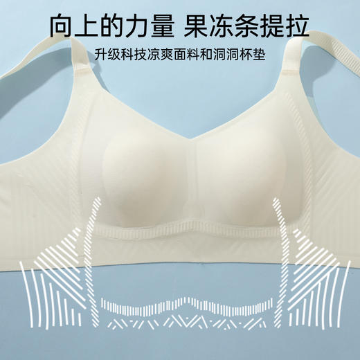 【298选3】A1-【A-C杯】【超薄凉感兔耳洞洞杯】夏季薄款大胸显小无痕内衣女防凸点文胸罩  玉白花清【小胸-光面】 商品图5
