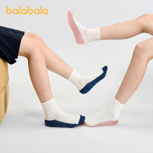 巴拉巴拉儿童袜子男童中筒袜女童学生袜基础打底柔弹不勒脚五双装 商品图2