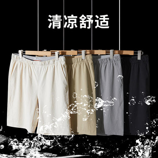 锦纶弹力牛奶丝夏季新款透气休闲中裤男士纯色百搭五分裤运动短裤   LSBT-6671【LB-6671】 商品图0