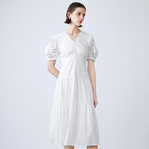 EITIE爱特爱夏季新款洋气修身显瘦镂空白色连衣裙7707428 商品图8