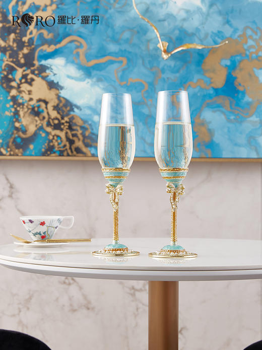 【彼达思】罗比罗丹 珍爱一生 香槟杯对杯 珐琅彩轻奢爱人亲人送礼自用高级家居品味 商品图1