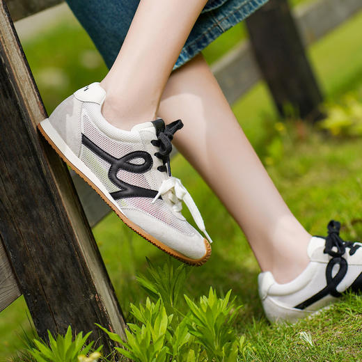 预售7天发|Safiya/索菲娅2025爆火双系带网面透气休闲轻便薄底丑萌阿甘鞋SFD3112429 商品图4