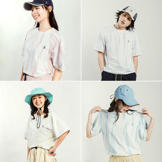 【出游季特惠】ACMEITEM爱棵米 户外亲子吸湿速干短袖T恤仿扎染宽松上衣男女GAG3440713C GAG3440746C 商品图1