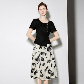 「自」全新升级全新升级【铂金会员266/天猫359/差价93】(99852)洛诗琳2025新款高级时尚气质休闲女士短袖女装两件套