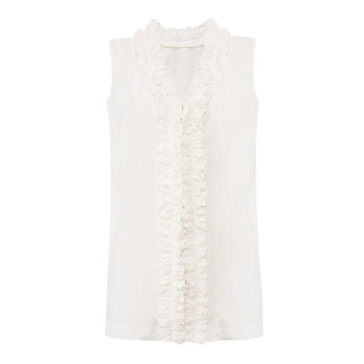 【2件9折】【Petit Bari】(多色)女士设计感木耳边法式小衫无袖衬衫 商品图2