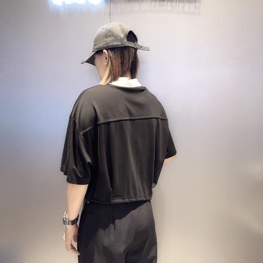 NC翻领拉链下摆不规则小衫50410（黑）夏季152530050321 商品图1