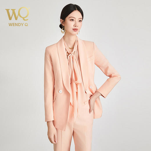 wq高端桔色西装套装女微喇裤正装春季 商品图1