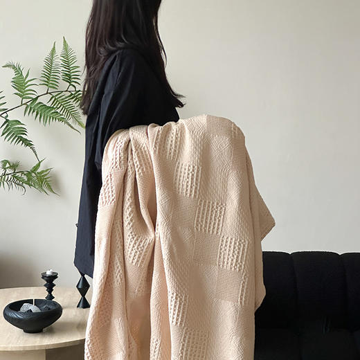 【换季出清】自然醒杜克天丝棉华夫格提花流苏毯轻奢高级感沙发毯子午睡毯盖毯毛巾被空调毯床尾巾MT 商品图1