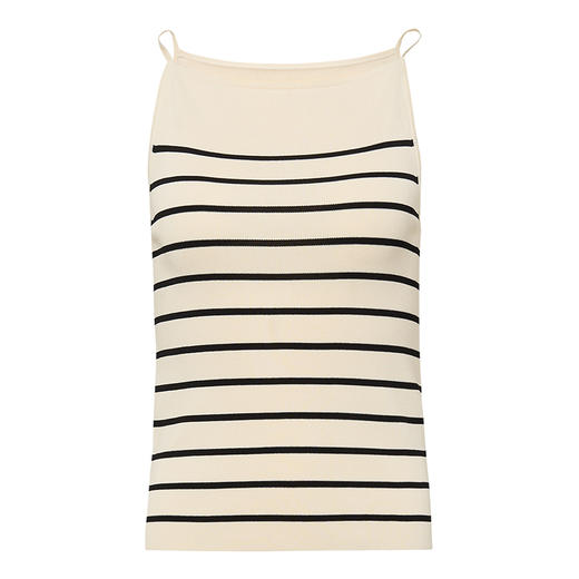 【2件9折】【Petit Bari】简约条纹一字肩针织吊带上衣 商品图1