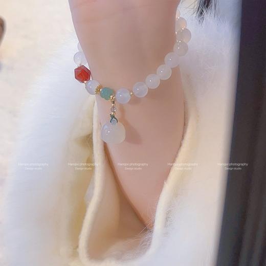 【超值购19.9抢❗荔枝白冻玉髓手链】高级感满满，复古汉服神器，弹力设计百搭不挑手，莲藕手链ins风高级感手镯汉服配饰饰品QQ 商品图1