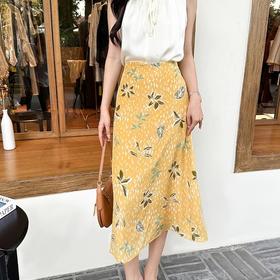 「K」洛诗琳气质印花半身裙2025夏季新款高腰显瘦真丝半裙女0901