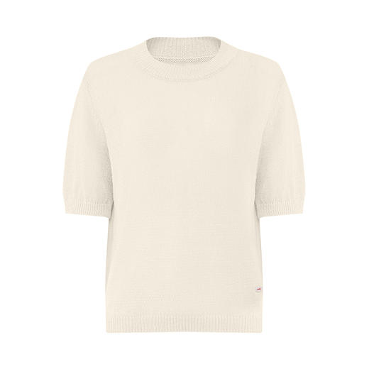 【2件9折】【Petit Bari】(多色)简约百搭圆领和纸纱短袖上衣针织 商品图3