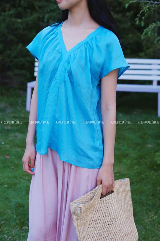 【门店同款】ENJOY夏季“后花园”V领褶皱上衣 162499334 商品图8