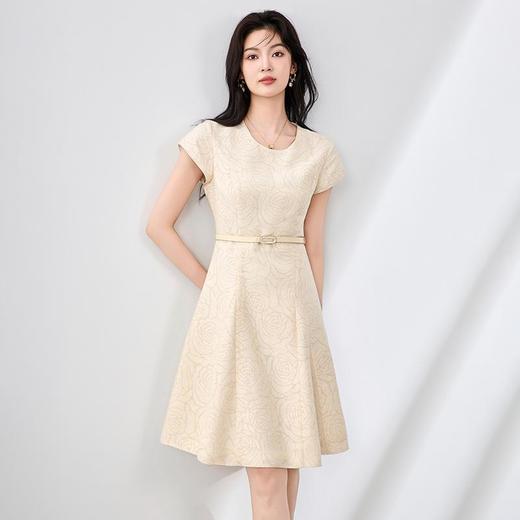 「高货wl」全新升级【铂金会员330/天猫439/差价109】(04101)洛诗琳法式玫瑰提花连衣裙2025夏季气质收腰显瘦A字裙女 商品图1