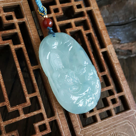 【天然正品】A货翡翠天然无杂裂冰种观音造型翡翠（平安、吉祥）吊坠项链50.0*29.4*8.9MM（皆取最大值）中性款 特价：1880！060525NJM10 商品图6