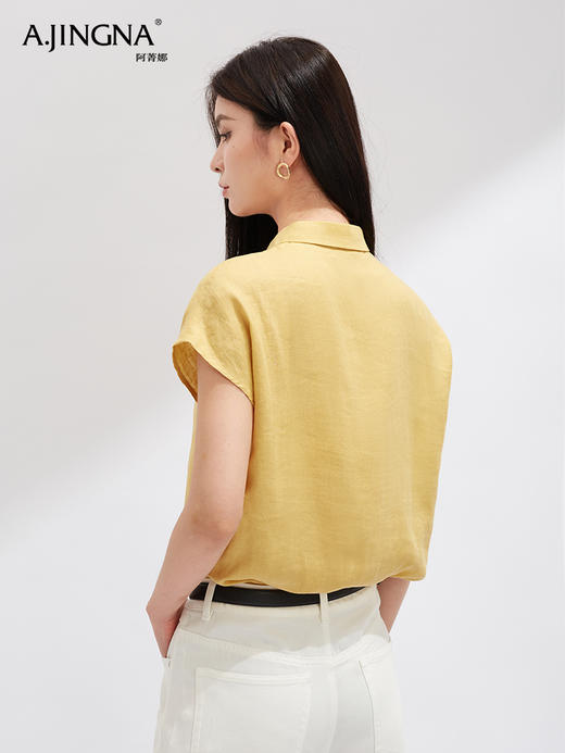 【夏日出街】阿菁娜漫享夏日重磅亚麻短袖小衫F30X202019 商品图3