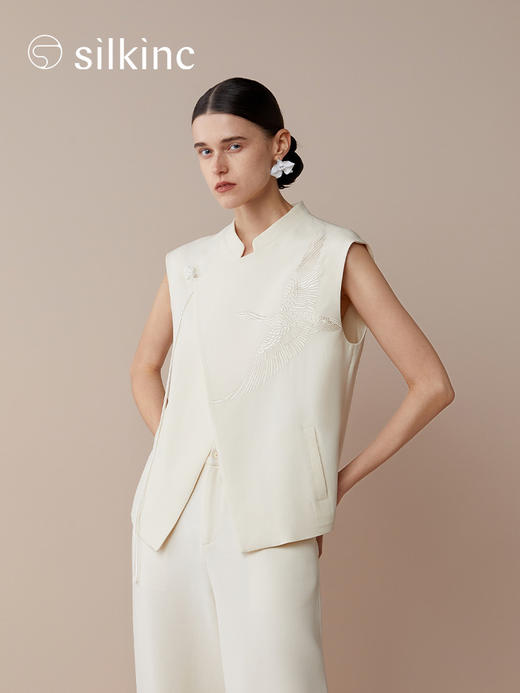 丝所｜S23N001 惊鸿斜襟马甲［ 黑A  / 白B  ] 商品图7