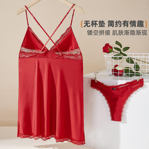 雅黛俪性感睡衣女夏季薄款纯欲风蕾丝吊带家居裙 商品图2