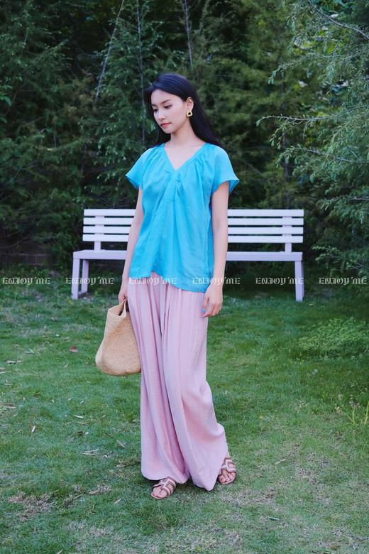 【门店同款】ENJOY夏季“后花园”V领褶皱上衣 162499334 商品图6