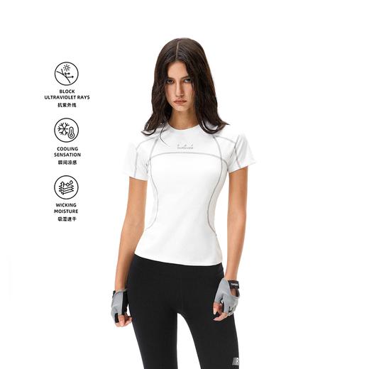 FDR官方店 撞色明线速干运动短袖t恤女夏季辣妹修身显瘦体恤上衣 商品图0