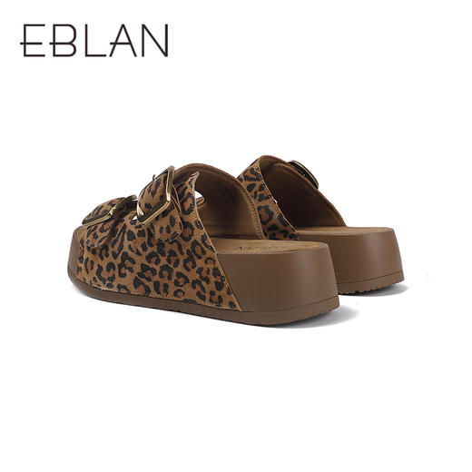 伊伴夏季懒人勃肯牛绒鞋面松弛厚底慵懒感凉鞋B25383309 商品图3