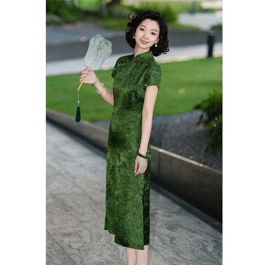 西子/【醒春】桑蚕丝茶纤维新中式斜襟盘扣旗袍/QPTJ191 商品图1