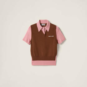 MIU-S 假两件羊毛羊绒针织Polo